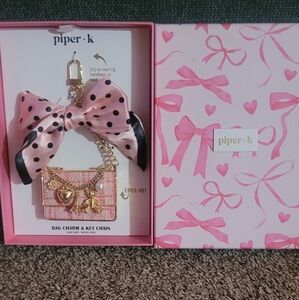 Piper K Pink Bag Charm with Bow